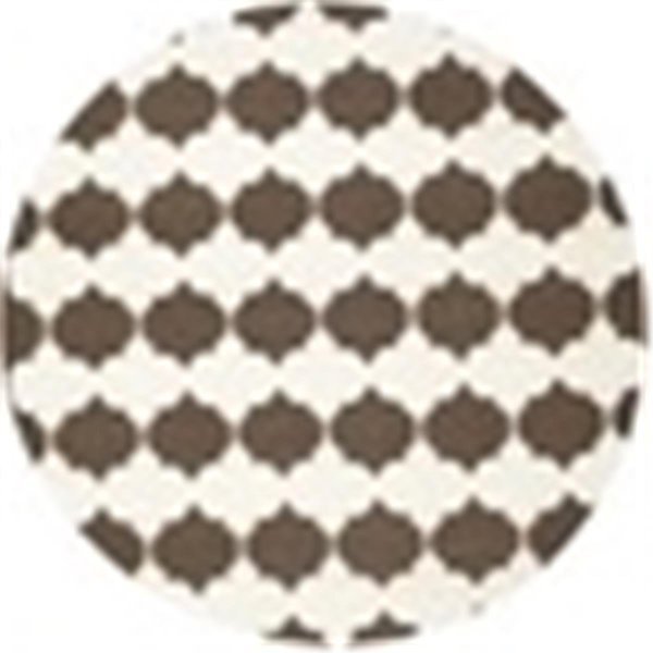 7 x 7 ft. Round Contemporary Dhurries- Brown and Ivory- Flatweave Rug, Safavieh, Mfr#: DHU624C-7R